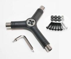 スケボー ツール 工具 レンチ アクセルナットねじ切付 黒 1インチビス付 A