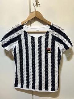 【FILA/フィラ】 ネイビー レース ストライプ Tシャツ