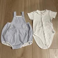 PETIT BATEAU ストライプロンパースセット　6m,12m