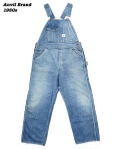 40s 50s 60s \"Anvil Brand\" デニムオーバーオール 濃紺 40s 50s 60s 
