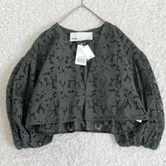 24SS✨新品未使用タグ付き✨ティッカ フラワーレースジャケット 洗える 深緑 24SS✨新品未使用タグ付き✨ティッカ フラワーレースジャケット