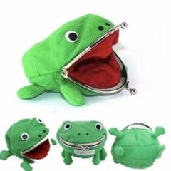 クロッチくん、がま口財布 赤と黒、カエルがま口、ハンドメイド、 がま口財布 二つ折り財布 ハーフウォレット 本革 がまぐち