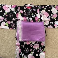 【美品】Bee des Bee 浴衣 帯 3点セット セパレート 100 黒花柄