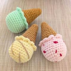 あみぐるみ アイスセット いちご バニラ メロン おままごと ハンドメイド