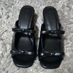 ✨新品✨【forksy.】ダブルリボン オープントゥ スクエア ミュールサンダル