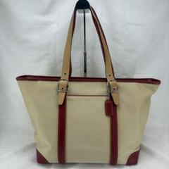 【COACH】コーチ トートバッグ 赤 レッド RED 白 ホワイト 6387