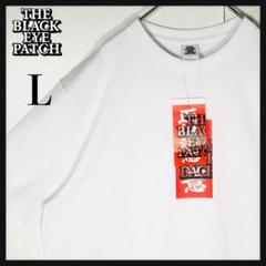 【新品タグ付き】ブラックアイパッチ センターロゴ 取扱注意 白 Lサイズ