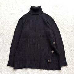 ザラ【L】黒 タートルネックニット サイドボタン チュニック丈