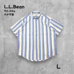 L.L.Bean シャツ 半袖 ストライプシャツ 90s00s カナダ製Lサイズ