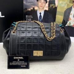✨美品✨【CHANEL】シャネル チョコバー ラムスキン ショルダーバッグ 黒