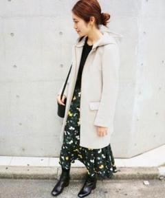 ☆美品☆IENA 二重織りシャルムフードコクーンコート 36 アイボリーホワイト ☆美品☆IENA 二重織りシャルムフードコクーンコート 36