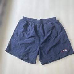 FILA ネイビー水着 ロゴ刺繍　90's
