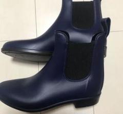 レインブーツ レディース レインシューズ ショート ブルー24.5センチ