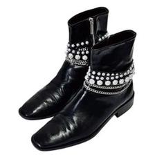 美品♥ZARA ザラ 【24.0】サイドジップ パール チェーン レザー 革靴