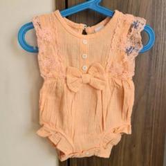 ♧新品♧薄ピンク レース付きロンパース