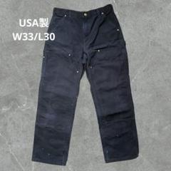 カーハートCarhartt w31 ダブルニー ブラック USA製　フェード carhartt - CARHARTT ダブルニー 墨黒◎ペンキ◎ヒゲ◎フェード