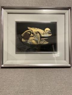 H)昭和レトロ　市中屋本店　輪島塗　絵　額　鶴　木　額縁 H)昭和レトロ 市中屋本店 輪島塗 絵 額 鶴 木 額縁