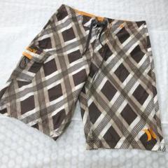 Hurley　水着　チェック　茶色