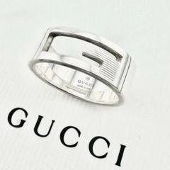 【GUCCI】シルバー925 ストライプライン ワイドリング（22号） GUCCI】シルバー925 ストライプライン ワイドリング（22号