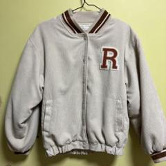 R刺繍入りクリーム色コーデュロイジャケット 150cm