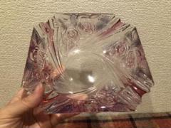昭和レトロ　ガラス製　灰皿 オブジェ花器 小物入れ バラの花柄