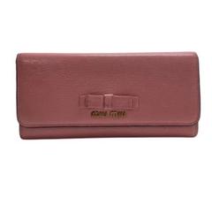 1604 MIU MIU ミュウミュウ 長財布 ピンク リボン レザー