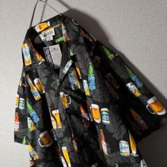 【新品・タグ付】USA製★アロハシャツ ハワイビール 総柄 ブラック XL以上
