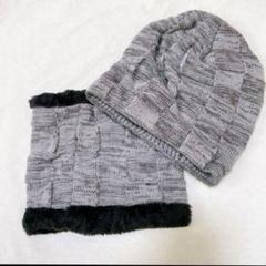 ⭐️新品❣️冬用ビーニー帽 スカーフセット 厚手のフリース裏地 暖かいニット
