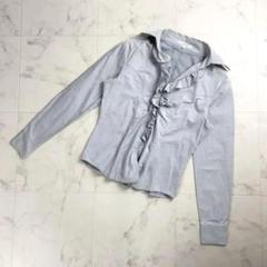 美品 ナラカミーチェ フリルブラウス 長袖 ライトグレー サイズ1
