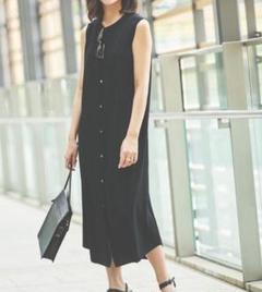 美品　セオリー　ロングワンピース NEWDRESSUP PLACKETDR　黒 美品 セオリー ロングワンピース NEWDRESSUP PLACKETDR 黒