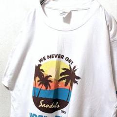トロピックス ヤシの木タイドオブディス ロゴ Tシャツ ホワイト白 XL古着
