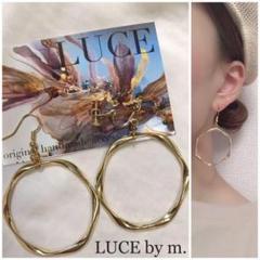 390 ゴールドフープ 六角形 シンプル お洒落 大人可愛い ピアス イヤリング
