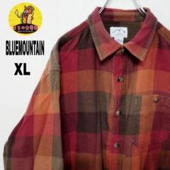 usa古着 BLUE MOUNTAIN　ネルシャツ　XL　オレンジ　ブラウンのサムネイル