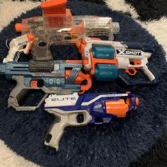 ナーフ銃5丁(電動2丁)純正スポンジ弾70発、ターゲット、保護
