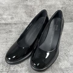 美品　エコー　22.5　パンプス　レザー　ブラック　フラットシューズ　ecco エコー ECCO ウィメンズ 本革 パンプス スカルプテッド エル