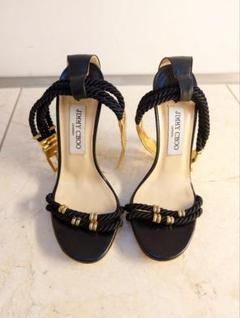 新品JIMMY CHOO ブラックハイヒールサンダル 24cm