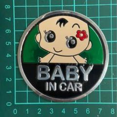 BABY IN CAR Sticker (メタルステッカー)(グリーン)