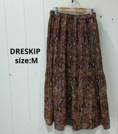 ドレスキップ DRESKIP ペイズリー柄 プリーツ スカート ブラウン系 Ｍ