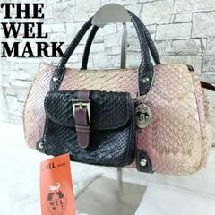 美品✨WEL認定 ウェル ハンドバッグ パイソン 蛇 スネーク 本革 ピンク