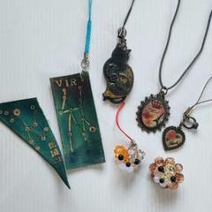 ハンドメイド レザークラフト レジンキーホルダー ペンダント