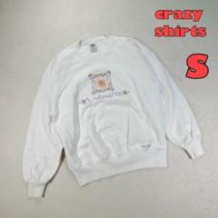 【crazy shirts】トレーナー お花 英字刺繍 白 small