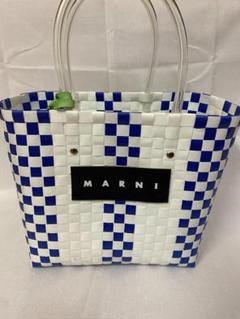 MARNI フラワーカフェ かごバッグ ホワイト×ブルー/a