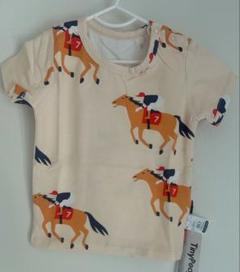 80サイズ綿混伸縮Tシャツ新品♡乗馬デザイン