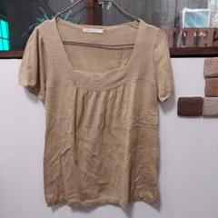 LOWRYS FARM ベージュ 半袖ニットチュニック used