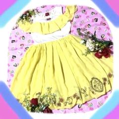 《超美品》プリンセスベル女児ワンピース140㎝オフショル　黄バルーンスカート
