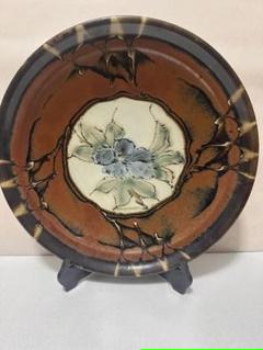 「益子焼」陶器の花模様皿 直径約40㎝ 000000000649_K2I3IpS.jpg