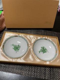 新品未使用・化粧箱入り】ヘレンド アポニーグリーン オーバル皿