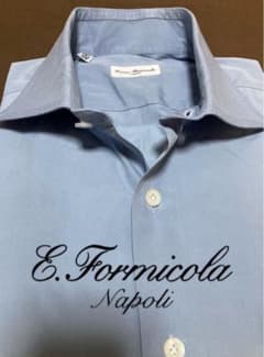 Errico Formicola／スプレッドカラー／アースブルー／ナポリシャツ Errico Formicola／スプレッドカラー／アースブルー／ナポリ