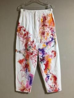リメイク ペイント パンツ 抽象画 美術 花