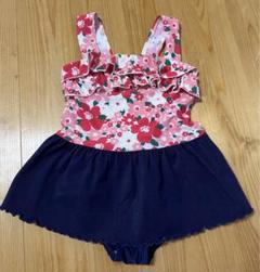 美品　女子の花柄ワンピース水着　ピンク系　120